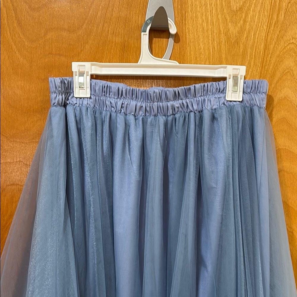 Elegant Blue A-Line Skirt - Picture 2 of 15